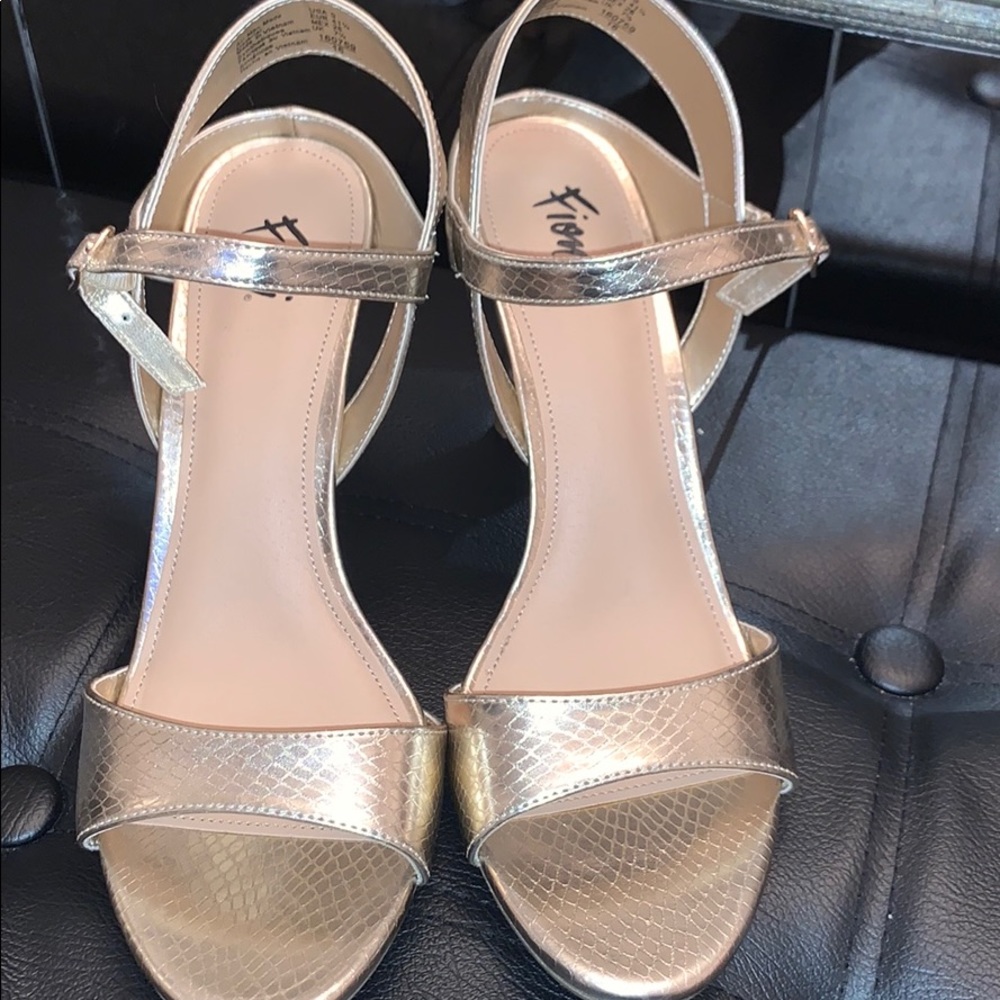 Gold snakeskin heels